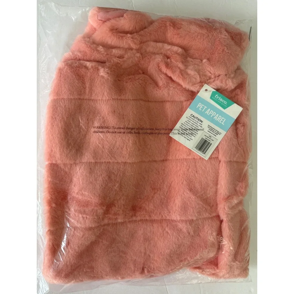 Frisco Faux Fur Pet Puffer Coat Pink Quilted Dog Jacket Large New